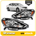 Halogen Headlight Assembly for Nissan Sentra (2016–2019) Black Housing