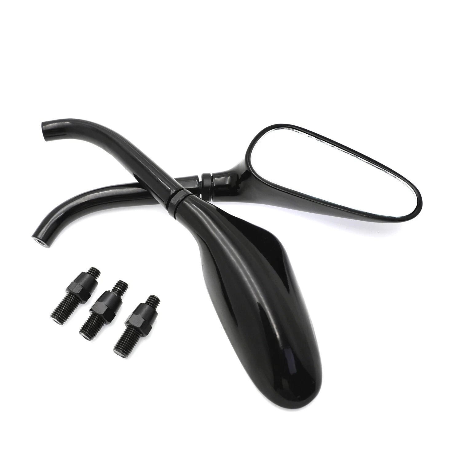 Universal Custom Small Motorcycle Mirrors for Harley Yamaha (Black)