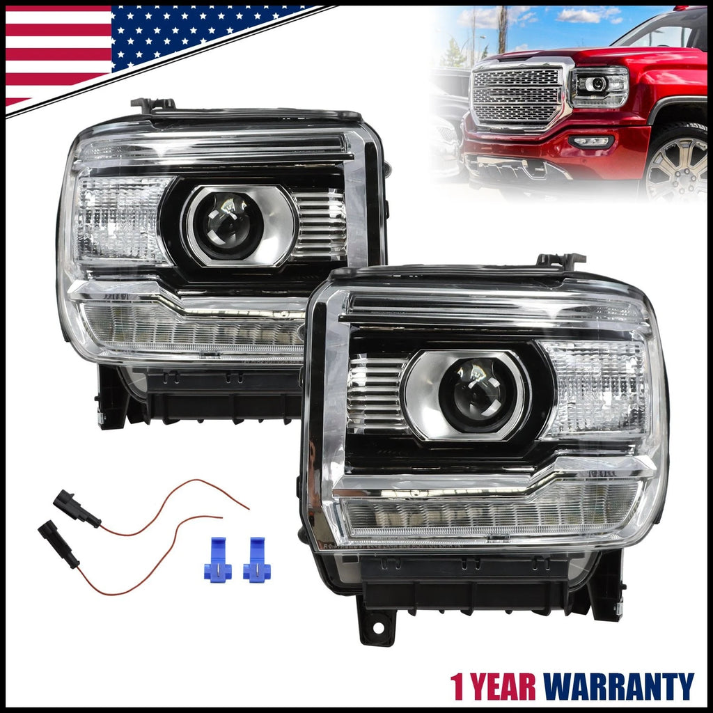 Headlight Set for GMC Sierra 1500 (2014–2018), Sierra 2500 HD/3500 HD (2015–2019)
