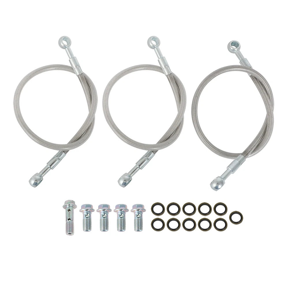 3X Stainless Steel Front Brake Line Kit for Honda GL1000 Goldwing (1975–1978)