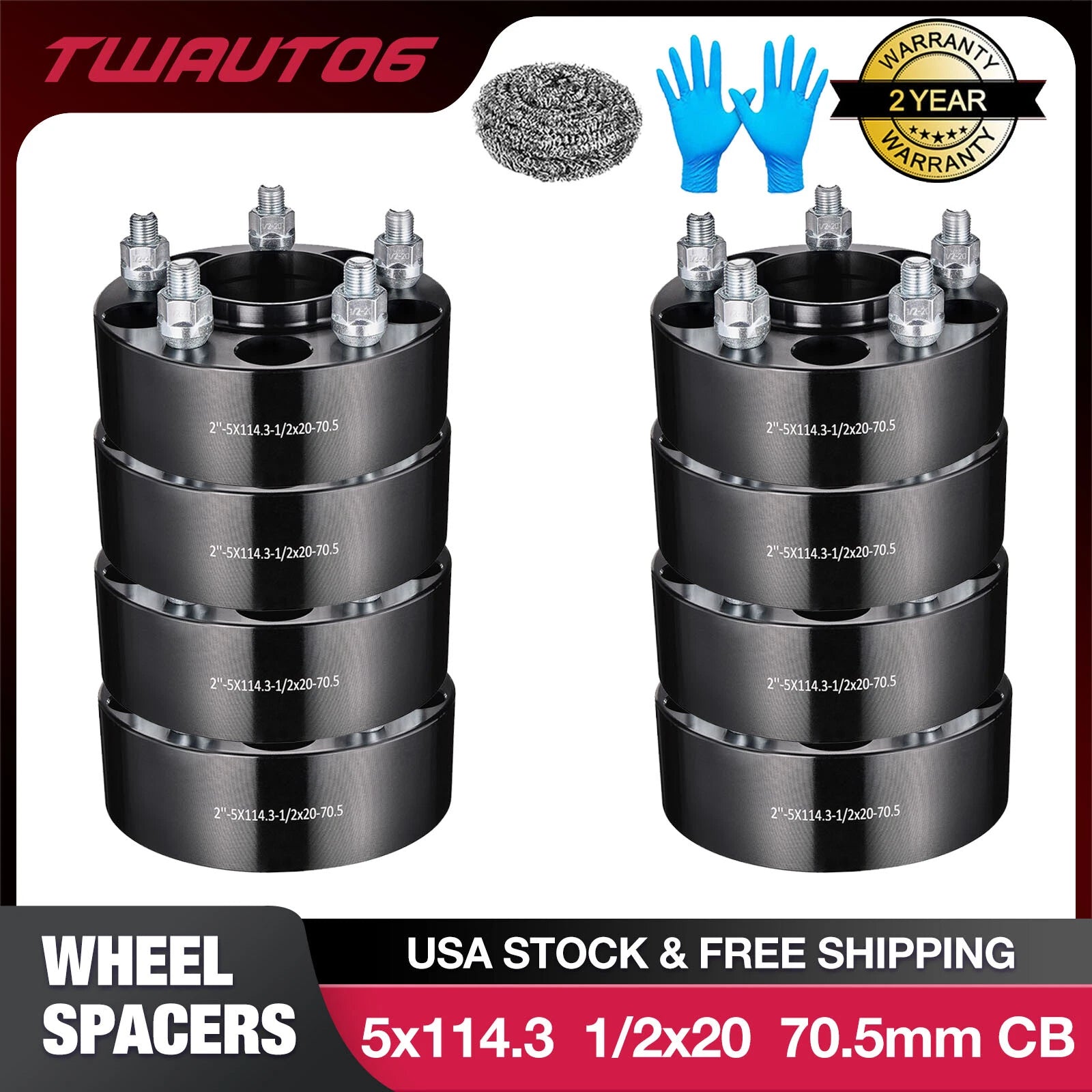 8PC 2" Hubcentric Wheel Spacers for Ford Ranger/Explorer/Mustang (2012–2020)