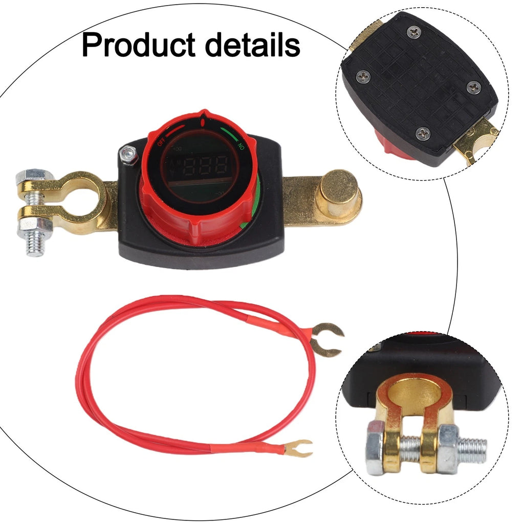 12V 500A Battery Disconnect Switch with Voltage Meter for Marine RV
