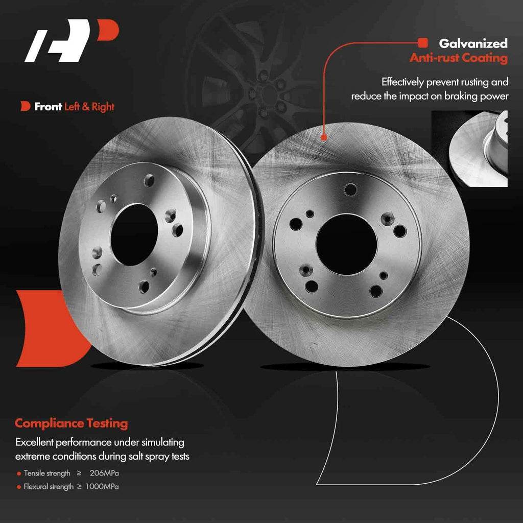 Pair Front Brake Rotors & Calipers for Honda Civic (2006-2011)