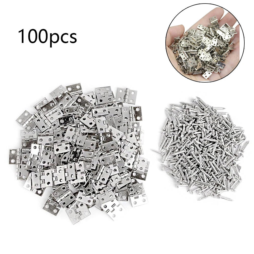100pc Mini Metal Hinges for Craft Door Wooden Box (8x10mm)