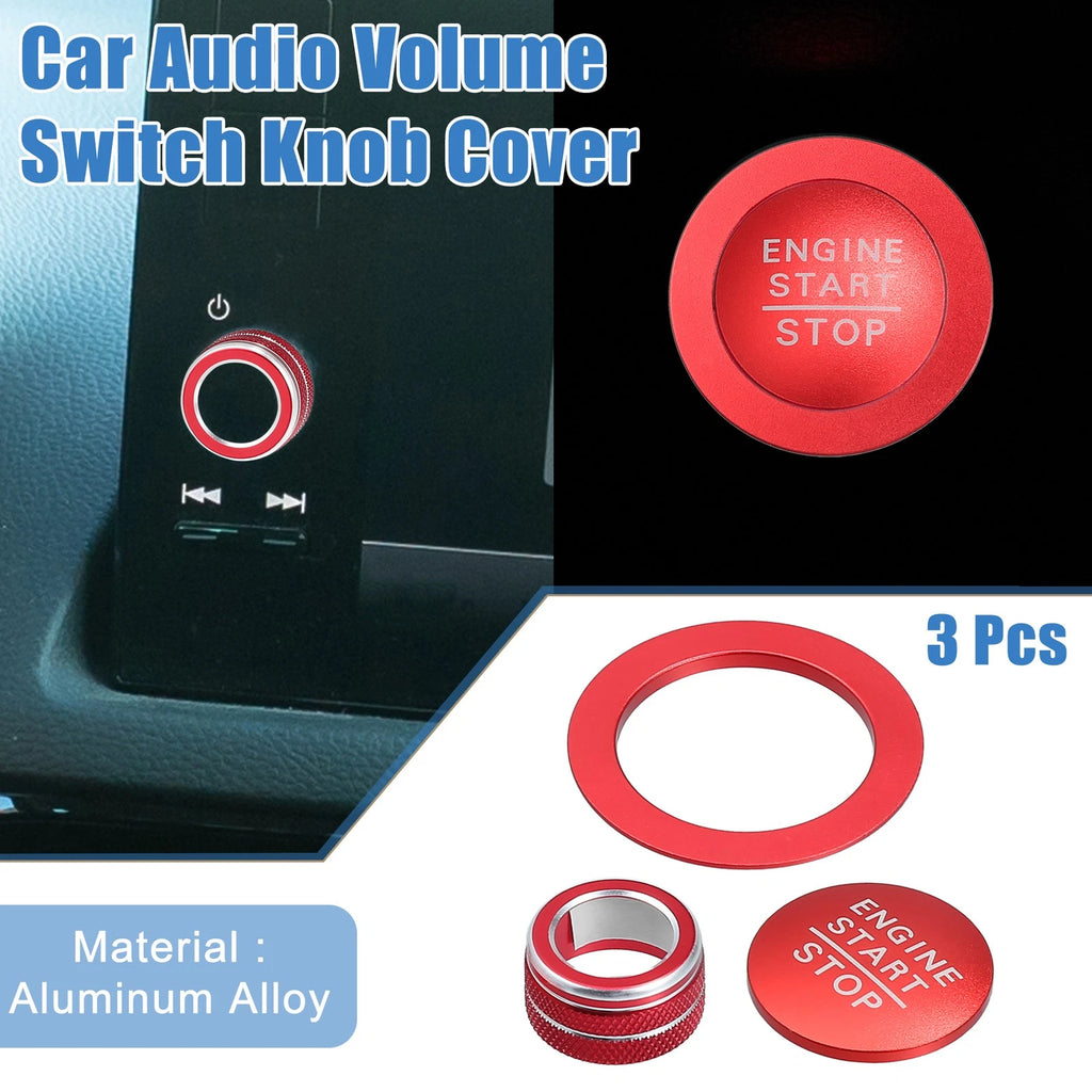 3pcs Media Volume Switch Knob Engine Start Button Cover for Honda Civic (2022)