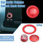 3pcs Media Volume Switch Knob Engine Start Button Cover for Honda Civic (2022)