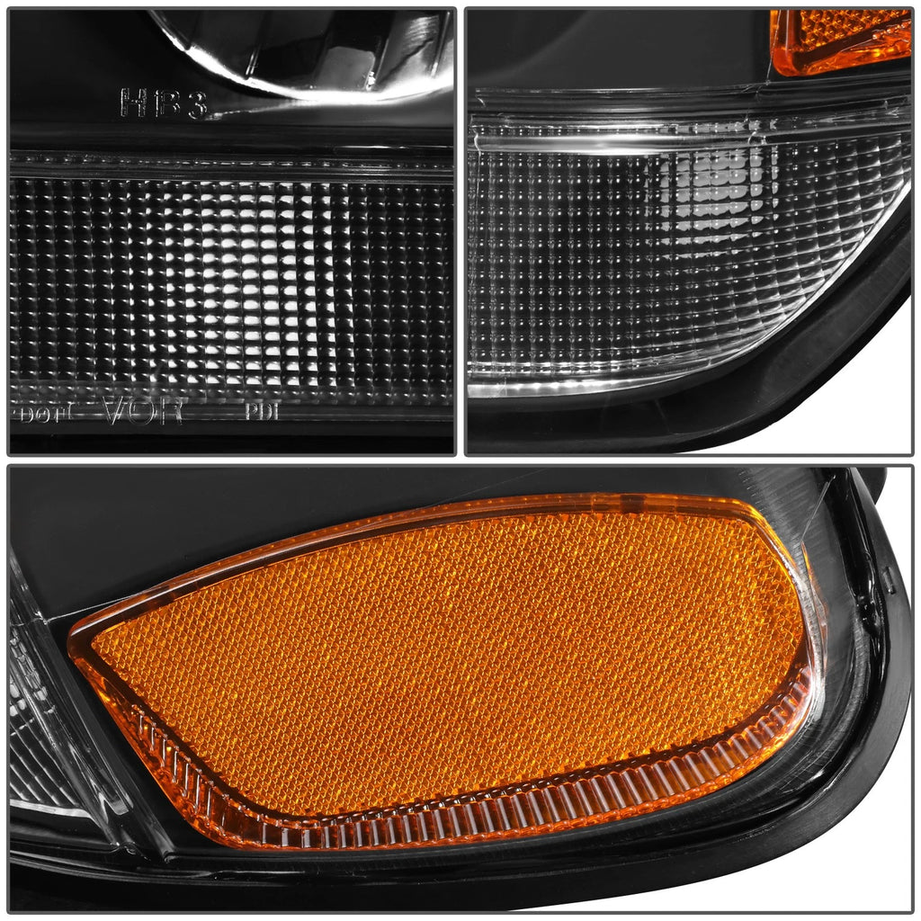 Pair of Black/Amber Signal Headlight Lamps for Jeep Grand Cherokee (1999–2004)