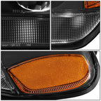 Pair of Black/Amber Signal Headlight Lamps for Jeep Grand Cherokee (1999–2004)