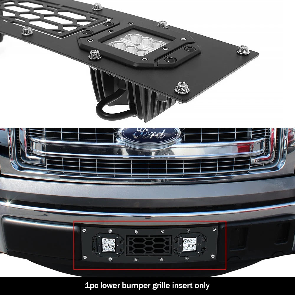 Stainless Black Laser Cut Mesh Grille with LED for Ford F-150 (2009-2014)