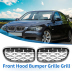 Set of 2 Front Hood Grille for BMW 335d 328i 335i E90 (2007–2013) Silver Tone
