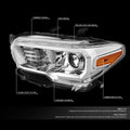 Pair Chrome Amber Signal Headlight Lamps for Toyota Tacoma (2016–2020)