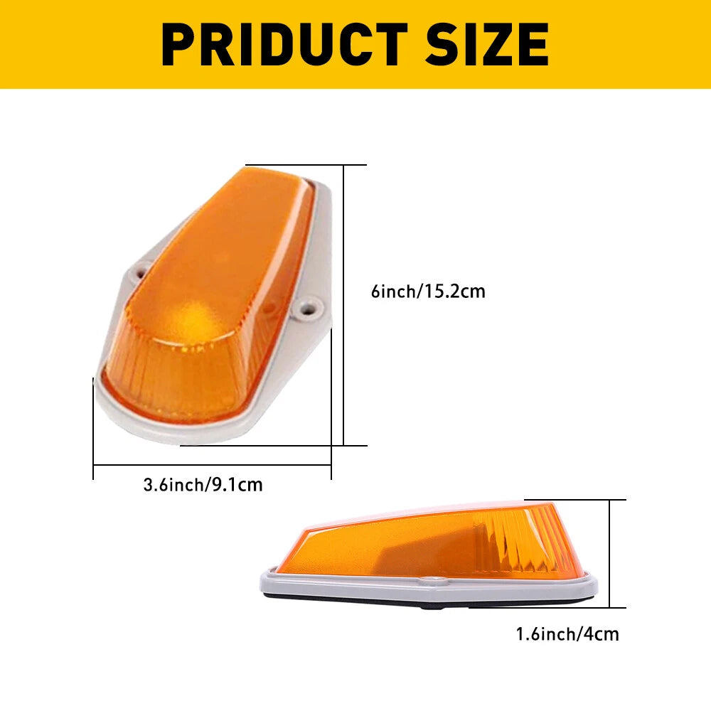 Set of 5 Amber Cab Roof Light Marker Covers for Ford F Super Duty (1973–1997)