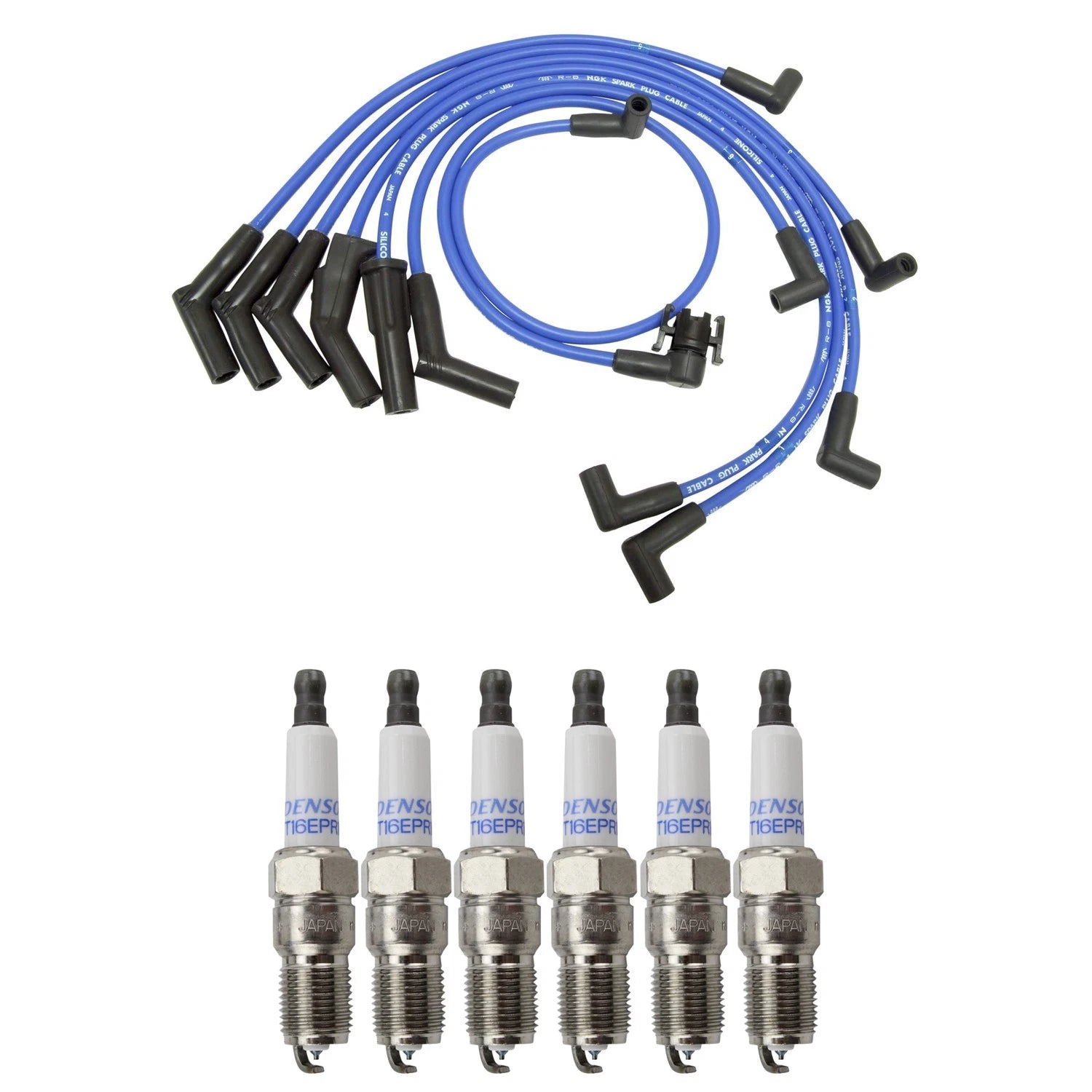 NGK Wire Set & Denso 6 Double Platinum Spark Plugs for Bronco II Ranger (1984–1992)