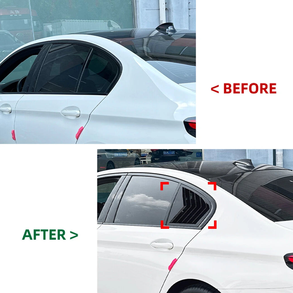 2X Gloss Black ABS Rear Window Louver Shutter Covers for BMW 5 Series (2018–2023)