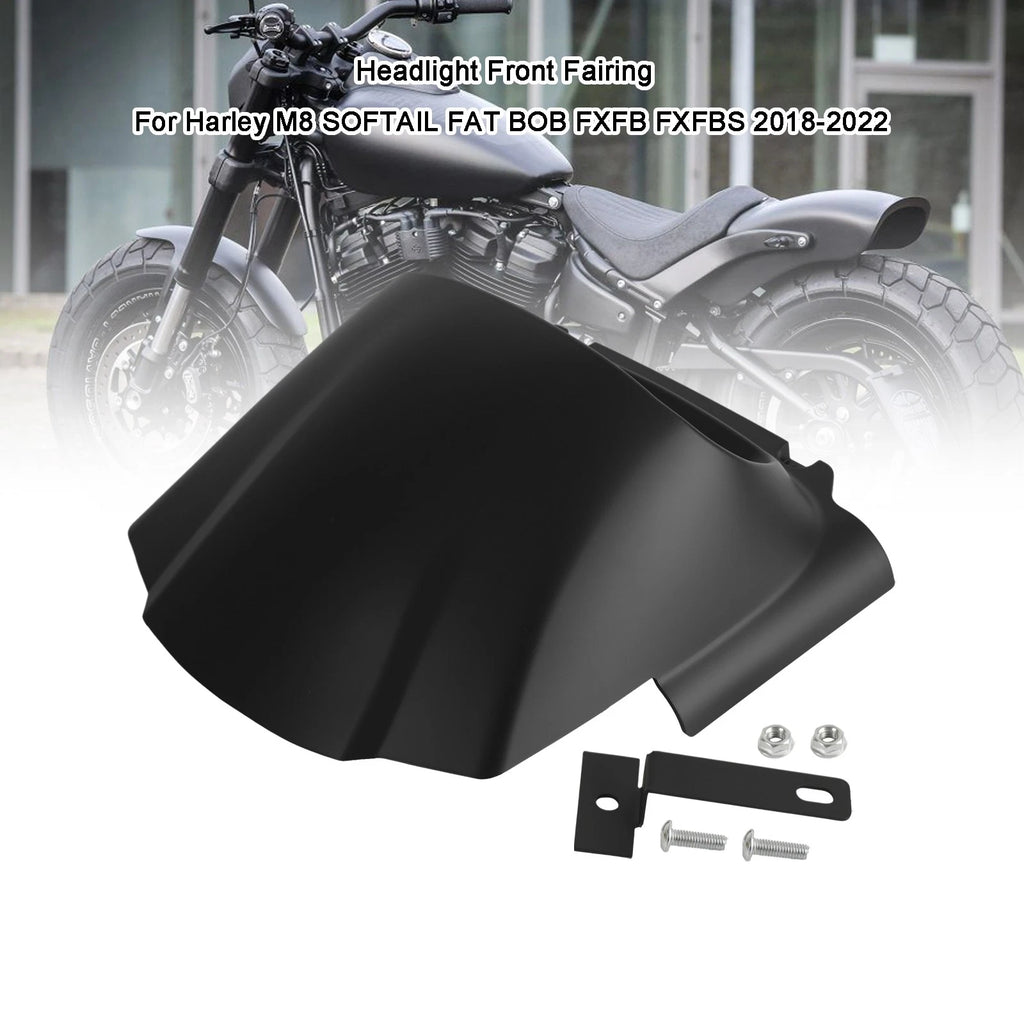 Headlight Fairing Mask for Harley M8 Softail Fat Bob FXFB (2018–2022) Matte Black