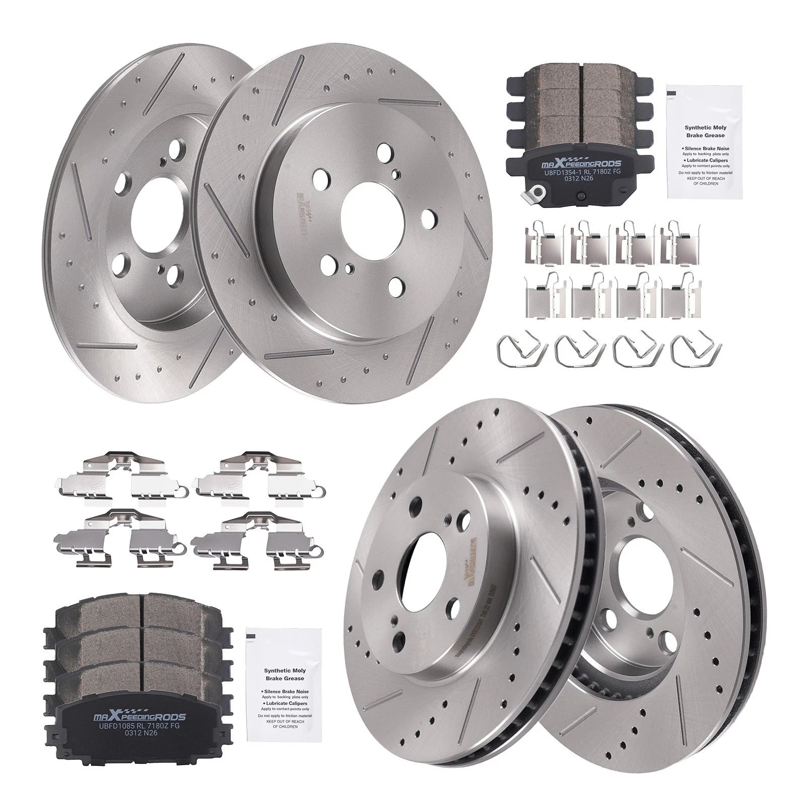 Set of 2 Front Rear Brake Rotors & Pads Kit for Toyota Prius (2012)