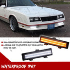 2X Smoked Sequential LED Front DRL Corner Signal Lights for Monte Carlo SS (1981–1988)