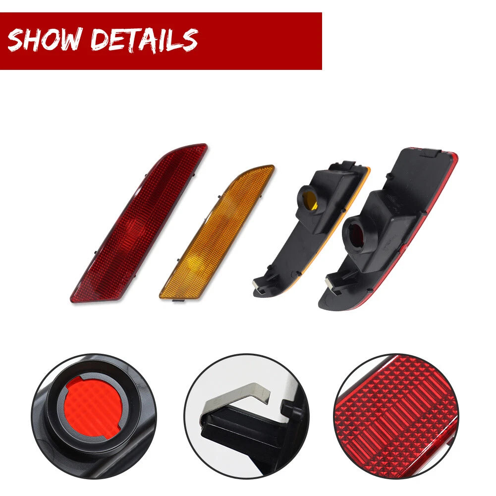 4X Amber Front & Red Rear Bumper Side Marker Lights for Chrysler Crossfire (2004–2008)