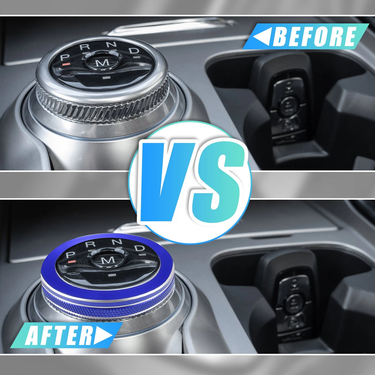 Car PRND Switch Knob Cover for Ford Explorer (2020–2022) Aluminum Alloy Blue