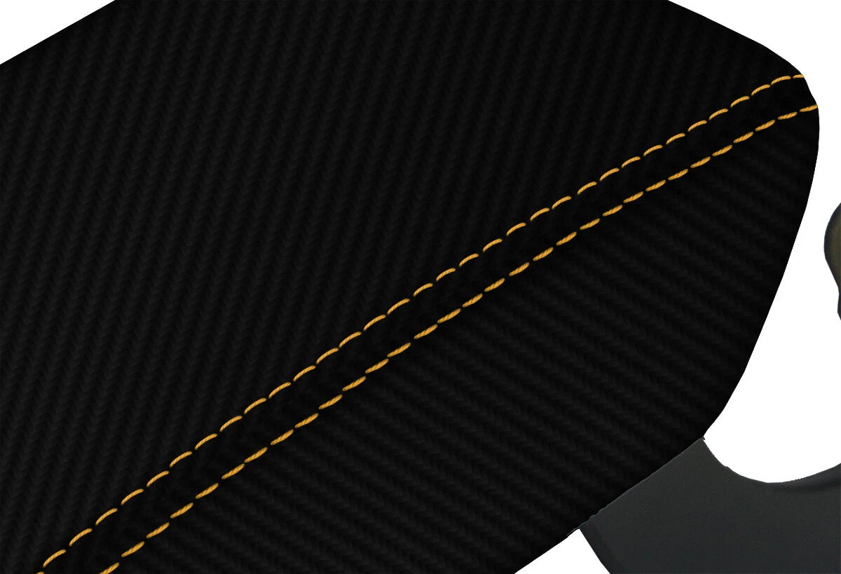 Console Lid Armrest Cover for Audi A5 S5 (2008–2016) Carbon Fiber Orange Stitch
