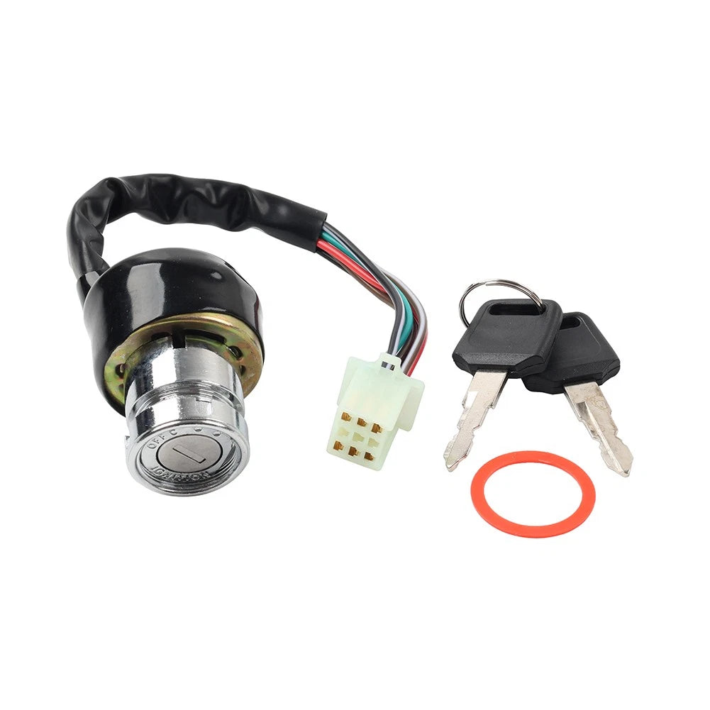 6 Pin Ignition Barrel Switch + 2 Key for Motorcycle Scooter Quad Dirt Bike