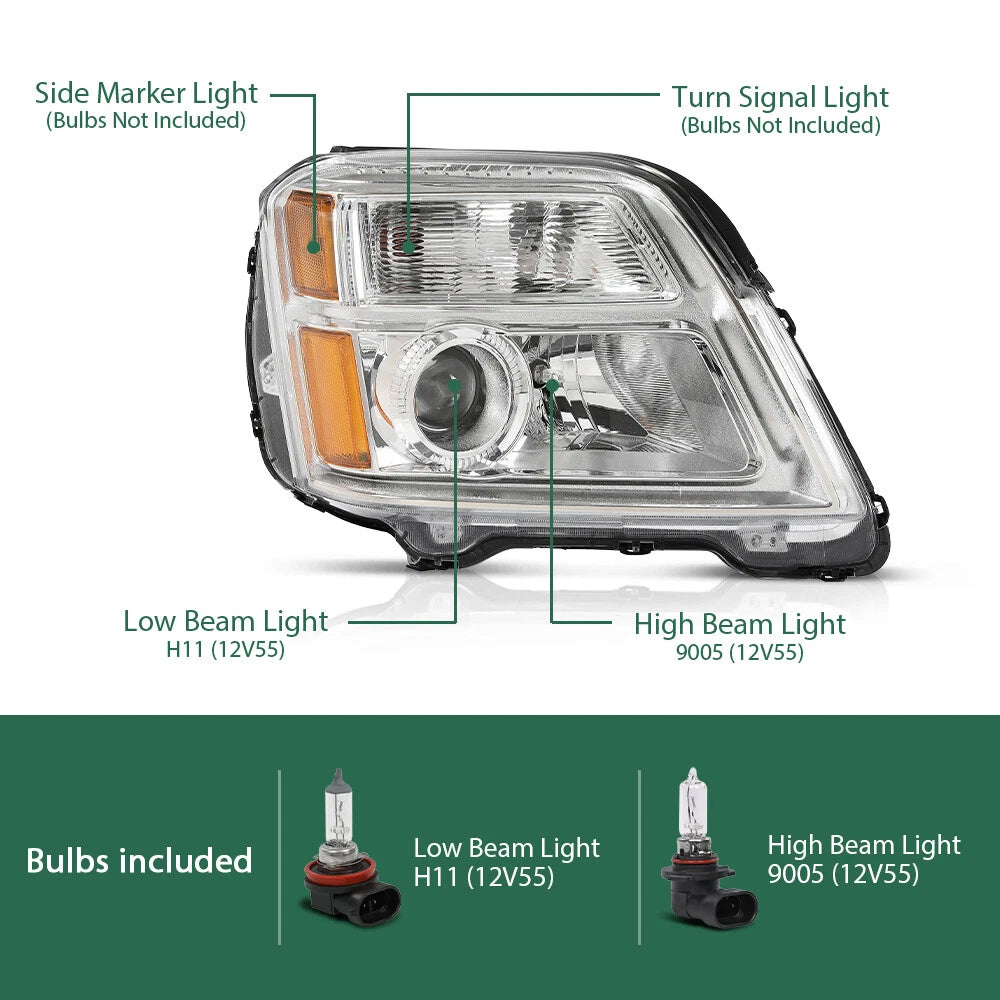 Set of 2 Halogen Headlights Assembly for GMC Terrain (2010–2015)