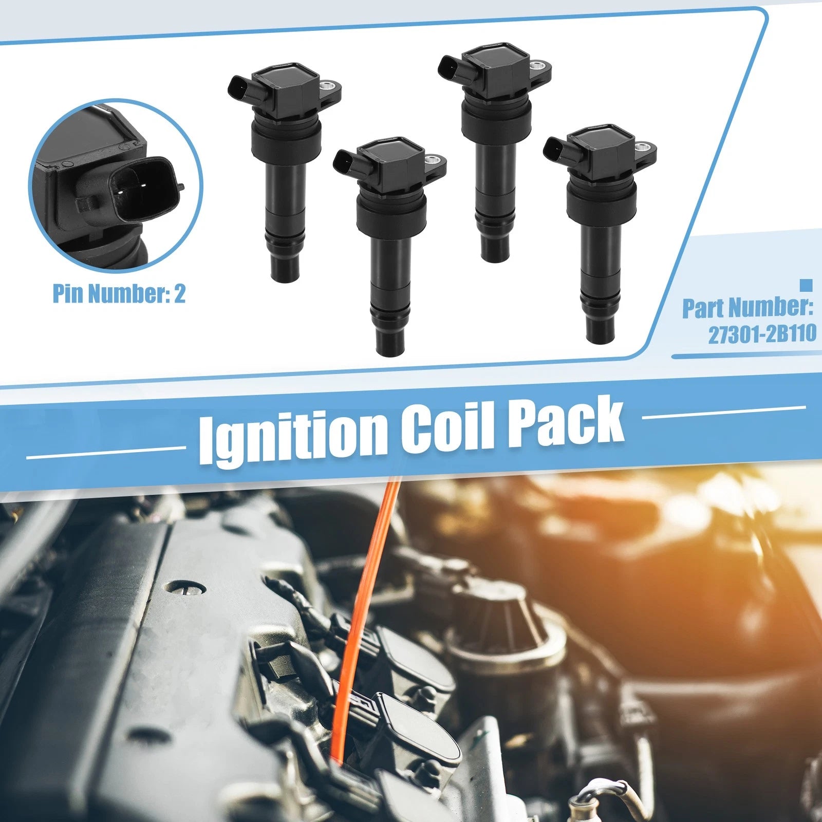 Set of 4 Ignition Coils for Hyundai Veloster 1.6L (2012–2017)