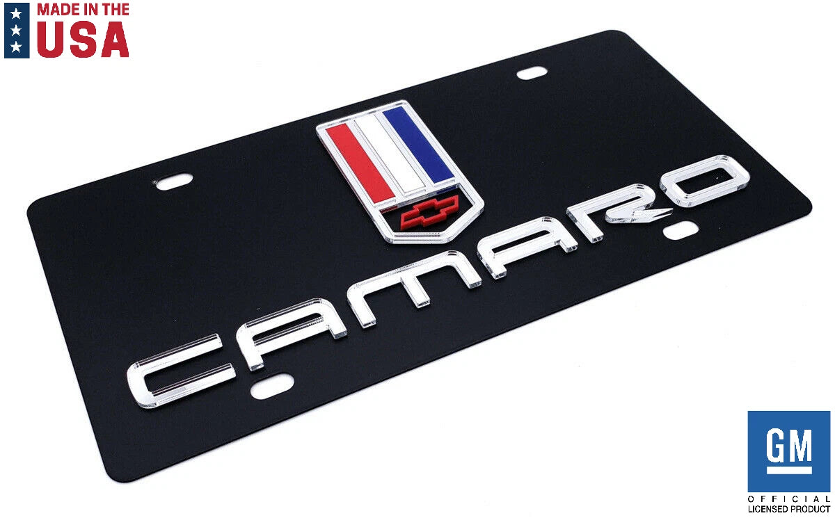 Emblem License Plate 3D Script Full Black for Chevrolet Camaro (2010–2015)