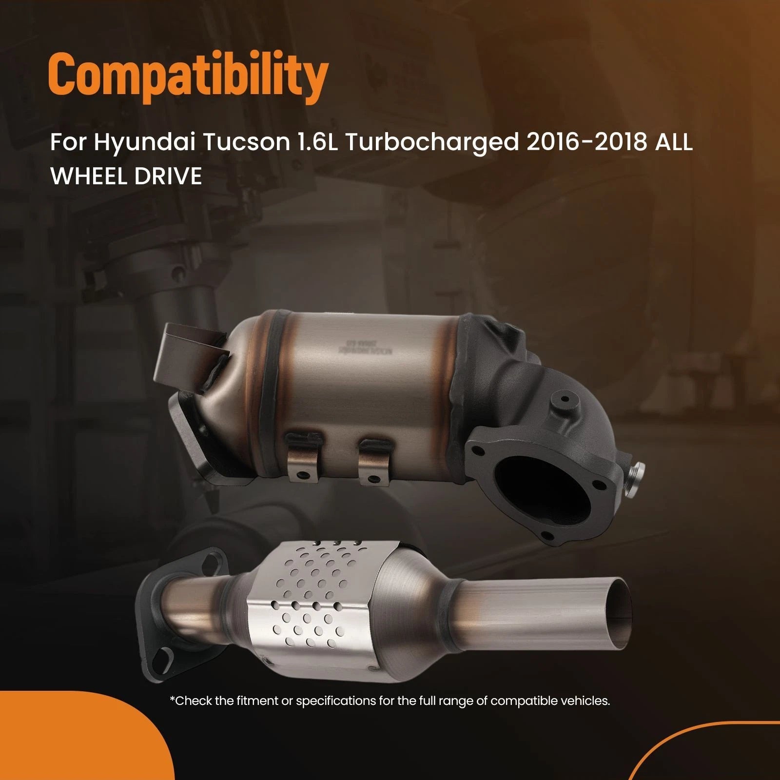 2X Catalytic Converters for Hyundai Tucson 1.6L Turbo (2016–2018) 28530-2BAJ0