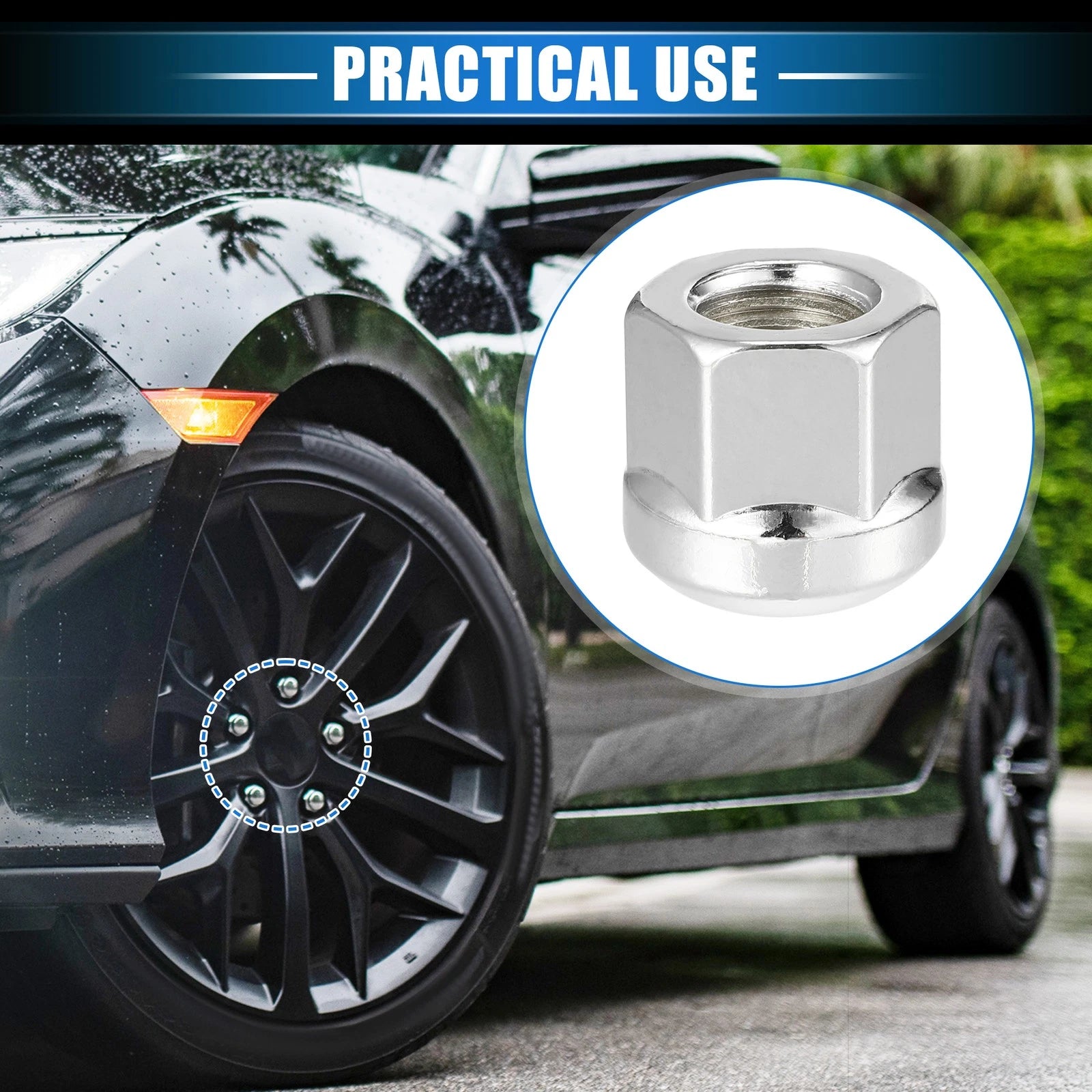 16 Pcs M12x1.5 Wheel Lug Nut for Honda Accord Civic Insight CRX (1990–2023)