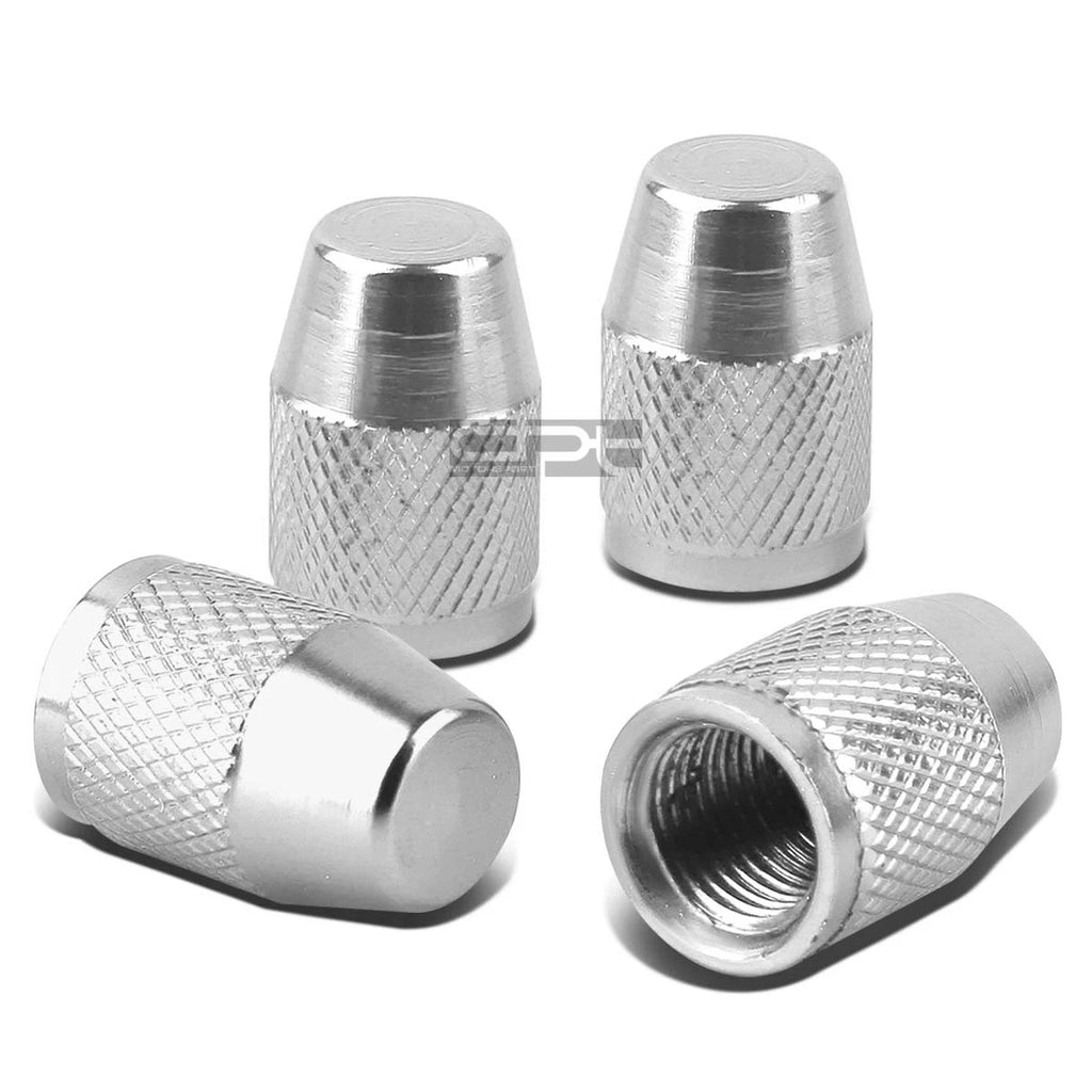 Set of 4 Aluminum Tire Rim Valve Air Port Dust Cover Stem Caps RT007 Silver for Cars