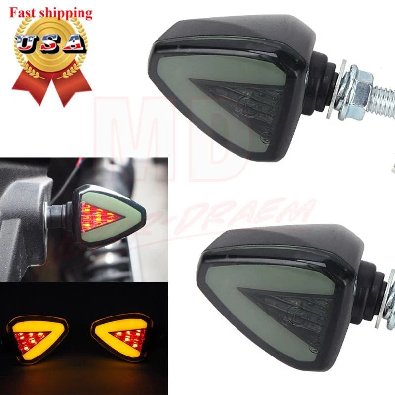 LED Turn Signal Indicator Light for Motorcycle (Flush Mount, Amber Smoke)