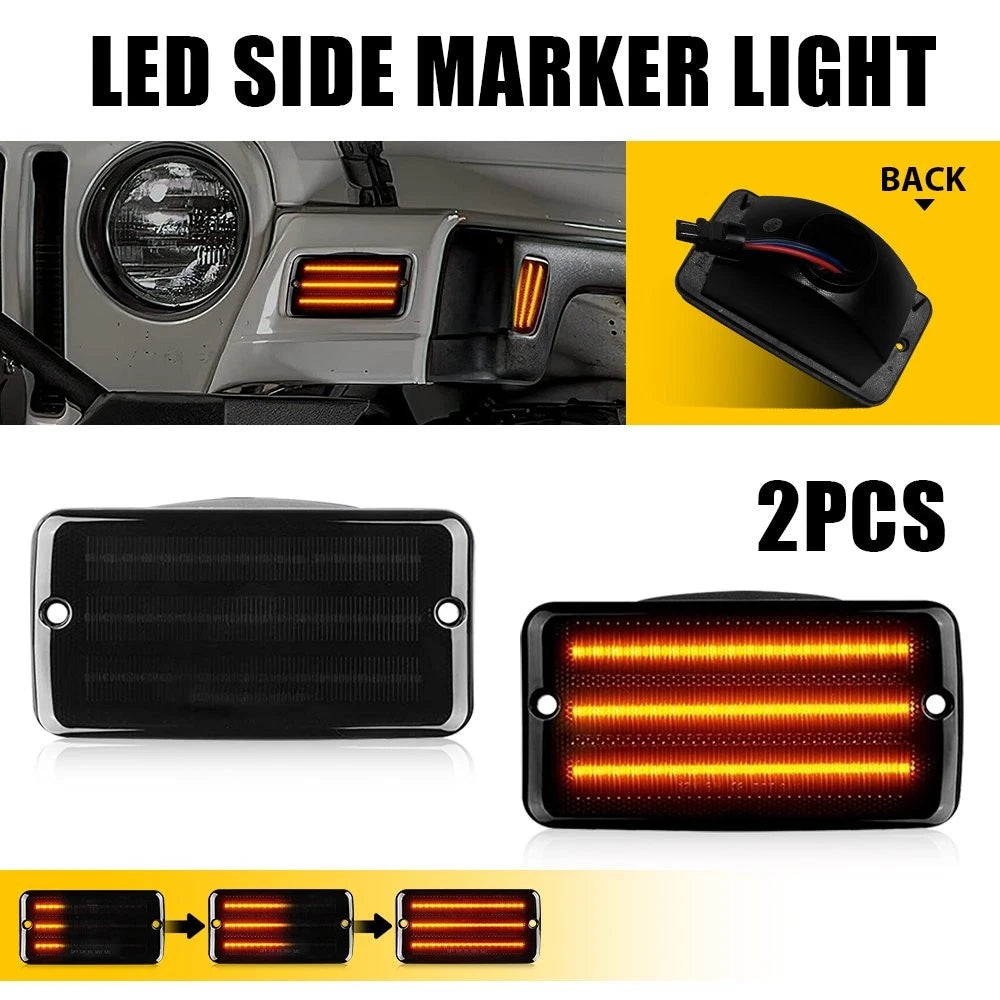 Smoked Amber LED Side Mirror Marker Signal Lights for Jeep Wrangler TJ (1997–2006)