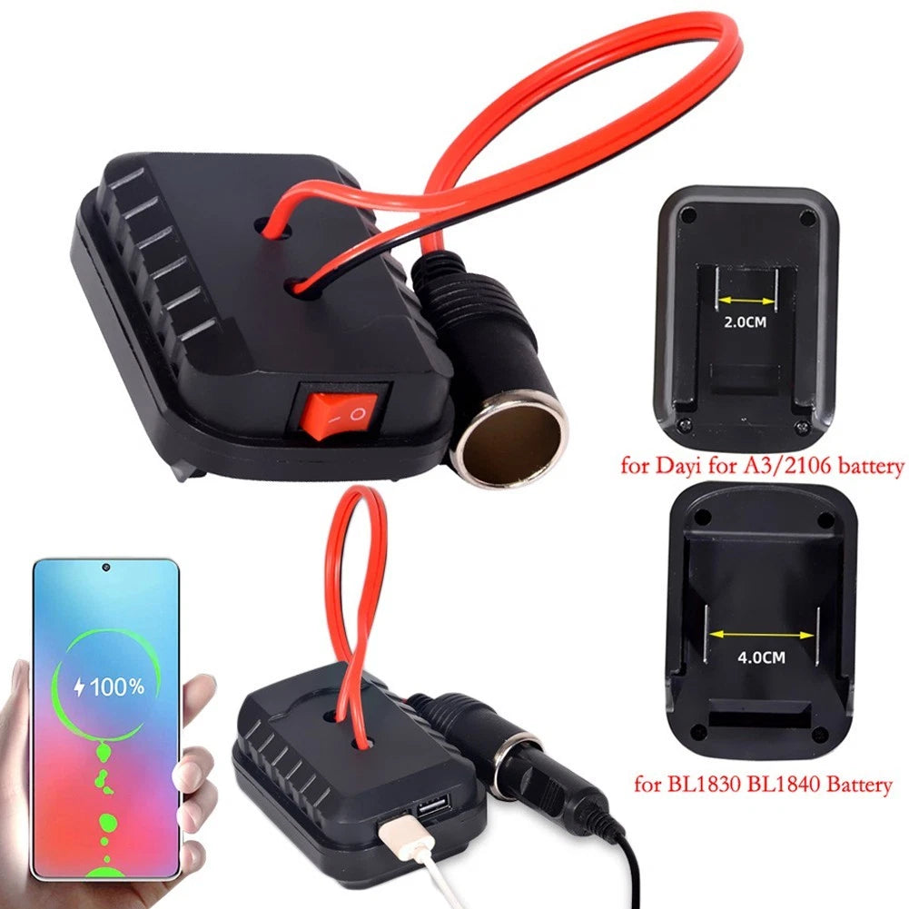 Power Adapter Converter with Dual USB Ports for BL1830 BL1840 (2010–2023)
