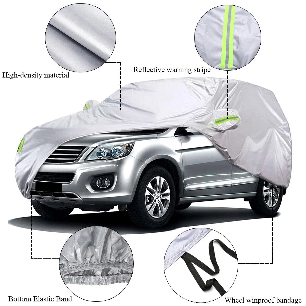 Universal Full Car Cover for SUV (209x79x75in) - Dust, Rain, UV Resistant
