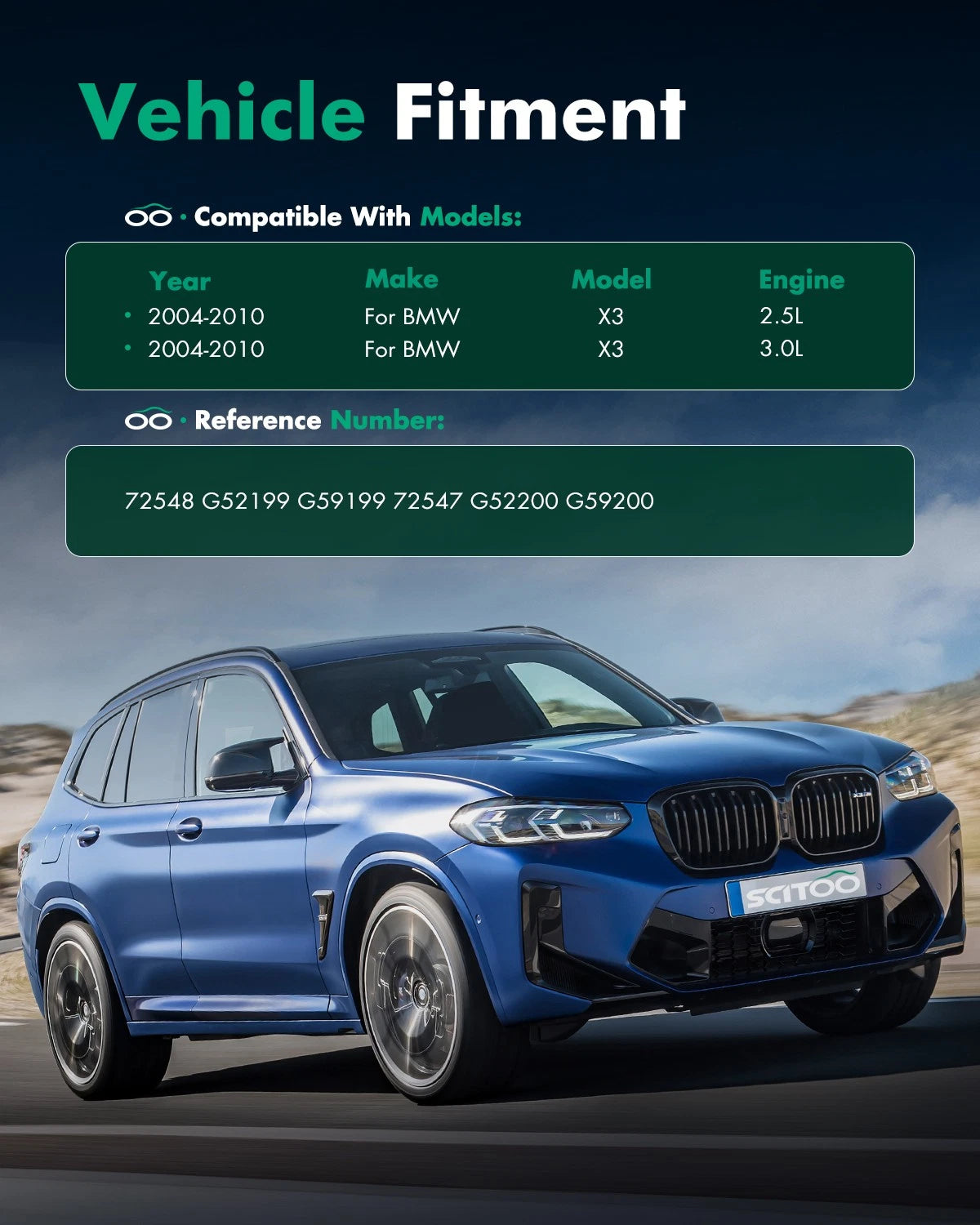 Front Pair Shocks Struts for BMW X3 2.5si 3.0si (2004–2010)