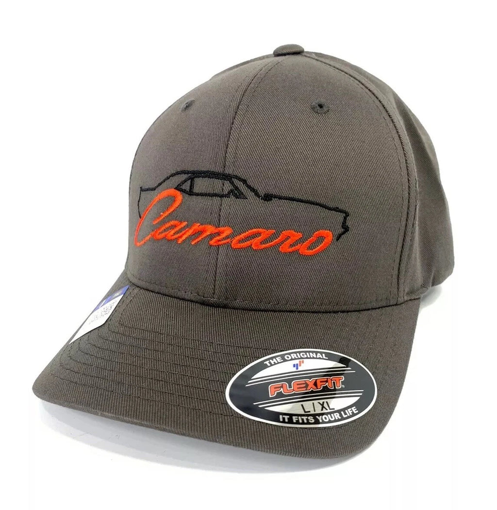 Chevy Camaro Hat Cap Gray Black Silhouette Script Emblem (2010–2015)