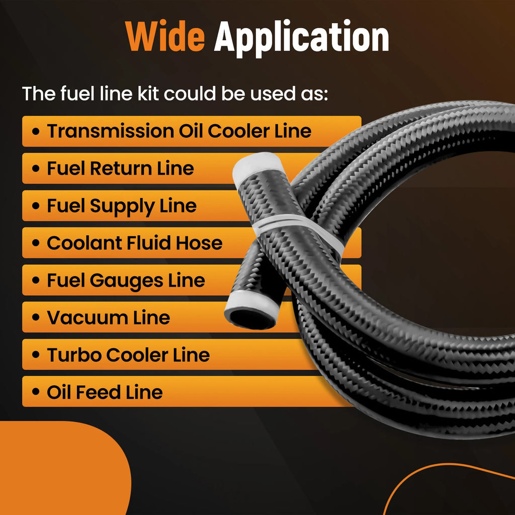 1X 20AN Nylon Braided Stainless Steel Fuel Hose Line 5Ft