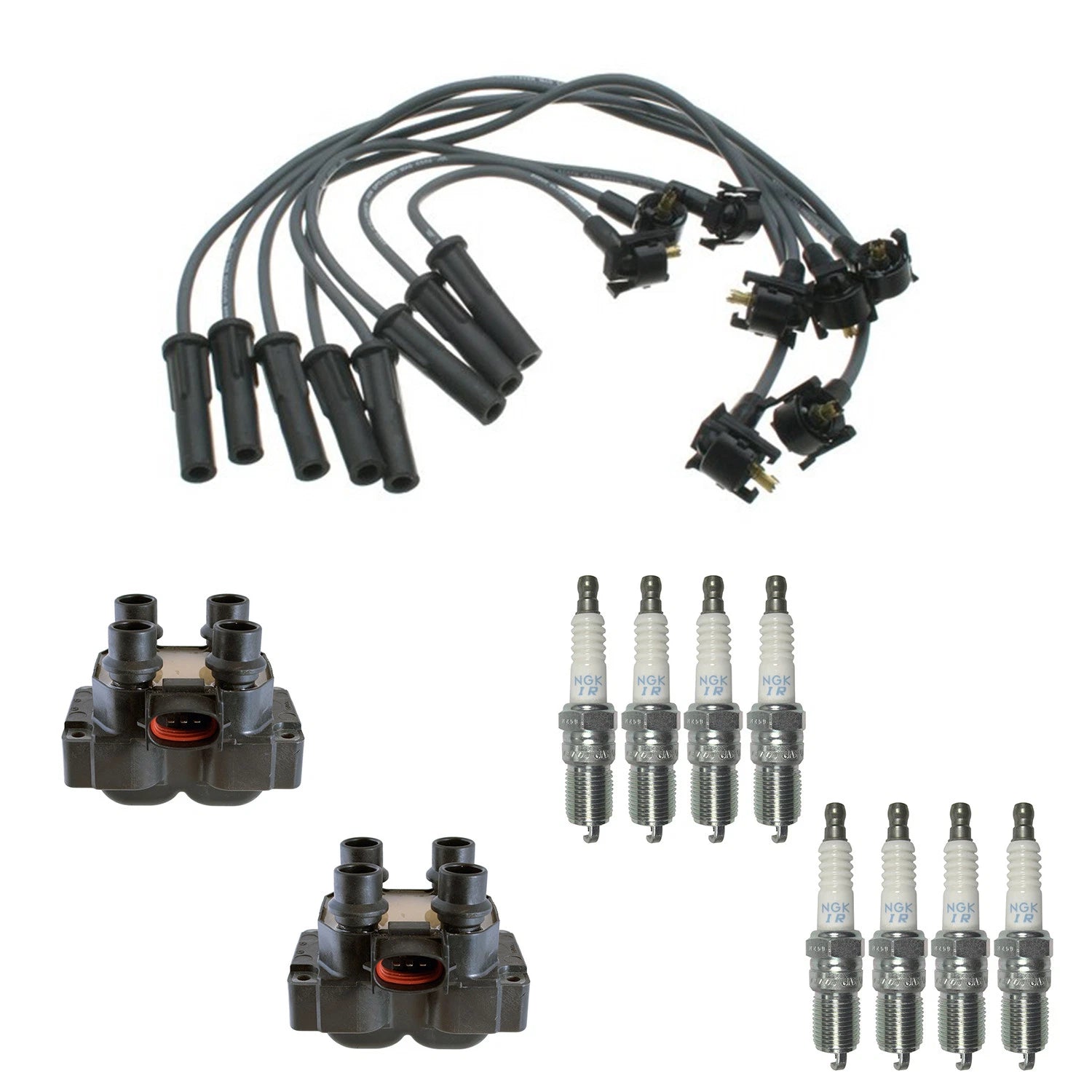 Set of 2 Ignition Coil Wires & 8 NGK Laser Iridium Spark Plugs for Ranger