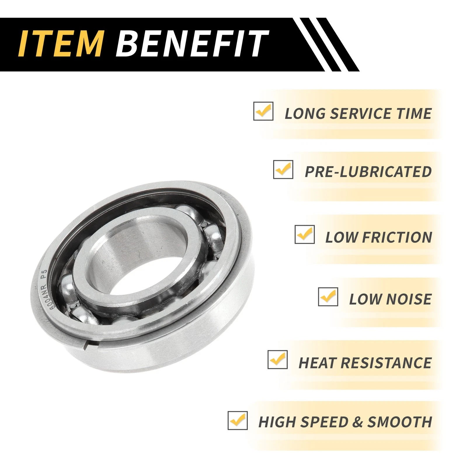 6004NR Deep Groove Ball Bearing for Scooter Skateboard Wheel (20x42x12mm)