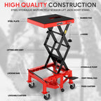 Hydraulic Scissor Lift Jack for Motorcycle (13.5"-34", 300lbs Capacity)