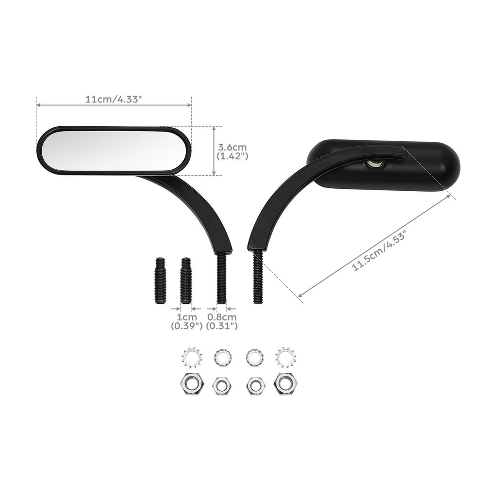 Black Mini Oval Rear View Mirrors for Harley Sportster Dyna (2004–2023)