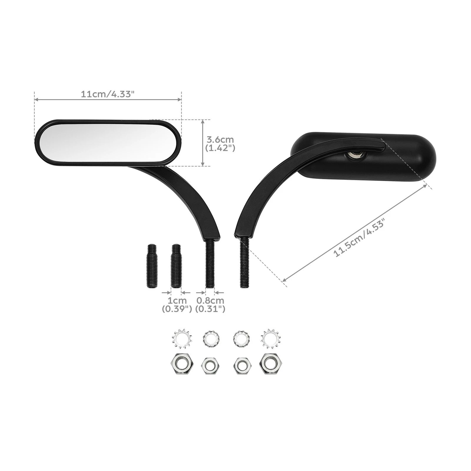 Black Mini Oval Rear View Mirrors for Harley Sportster Dyna (2004–2023)