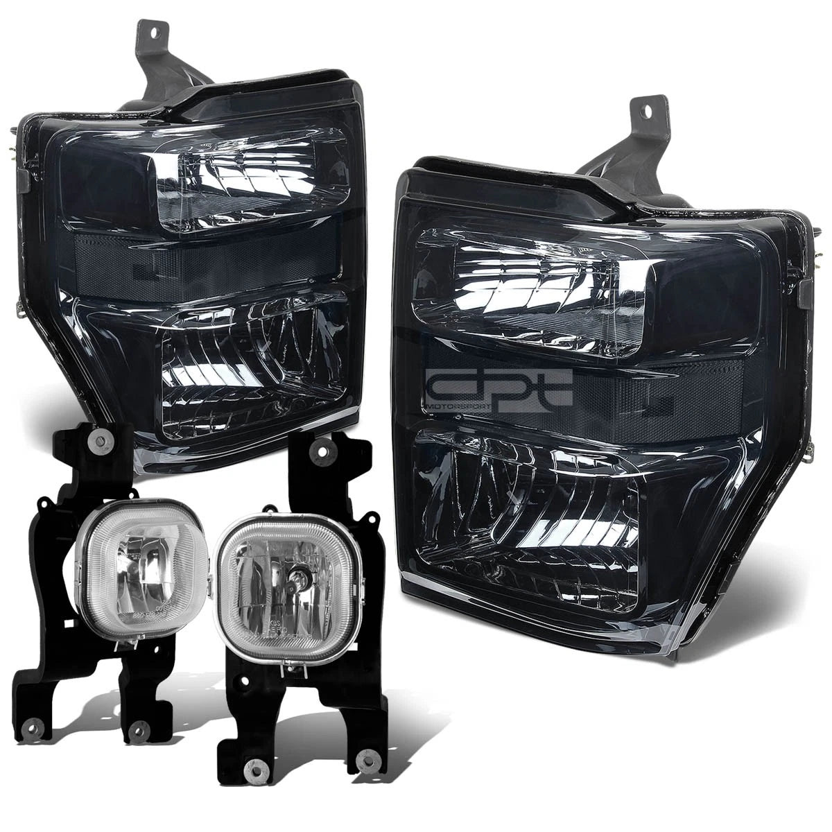 Smoked Clear Headlight + Turn Signal Lamp + Chrome Fog Light for SuperDuty (2008–2010)
