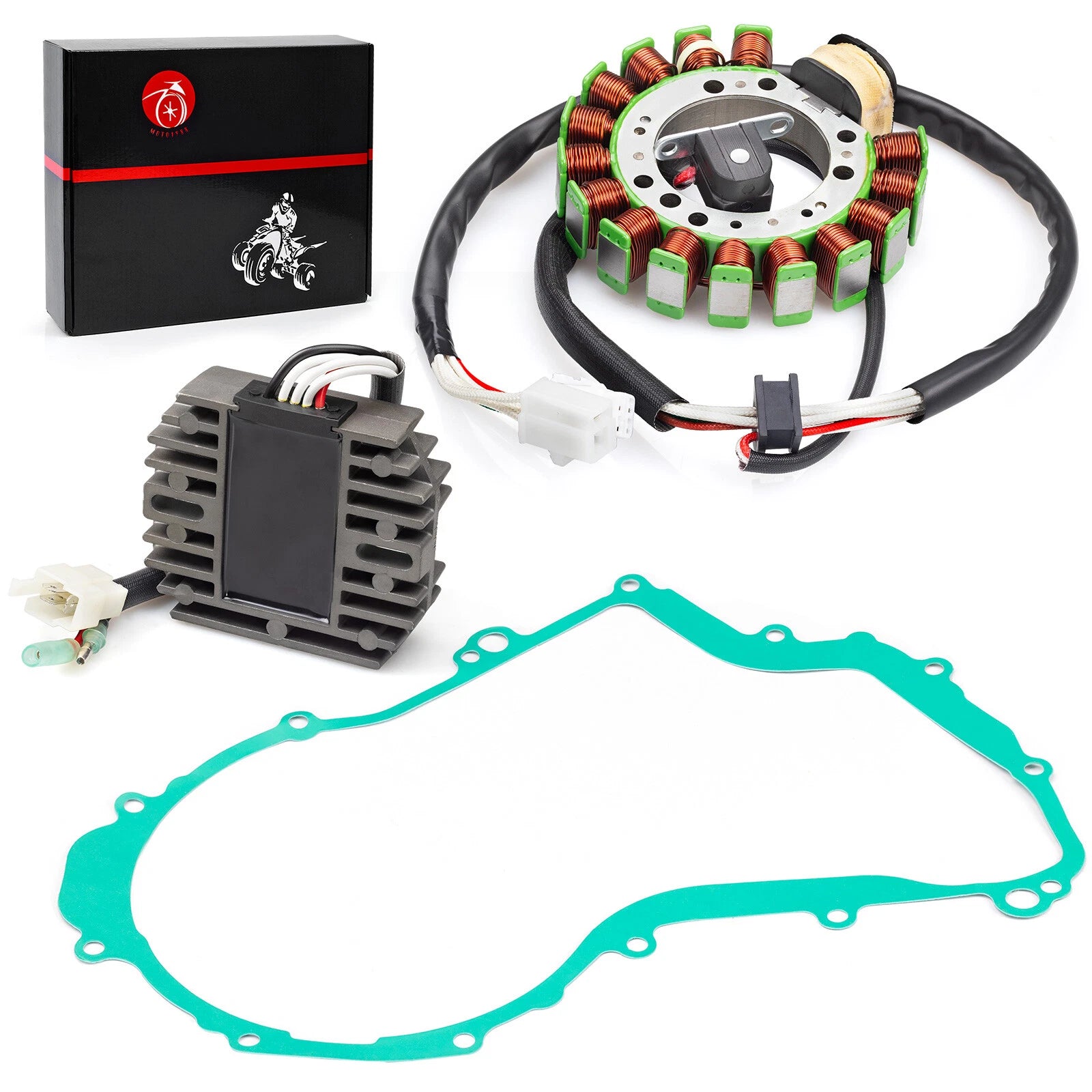 Magneto Stator + Voltage Rectifier + Gasket for Yamaha YFM350 Wolverine (1997–2001)