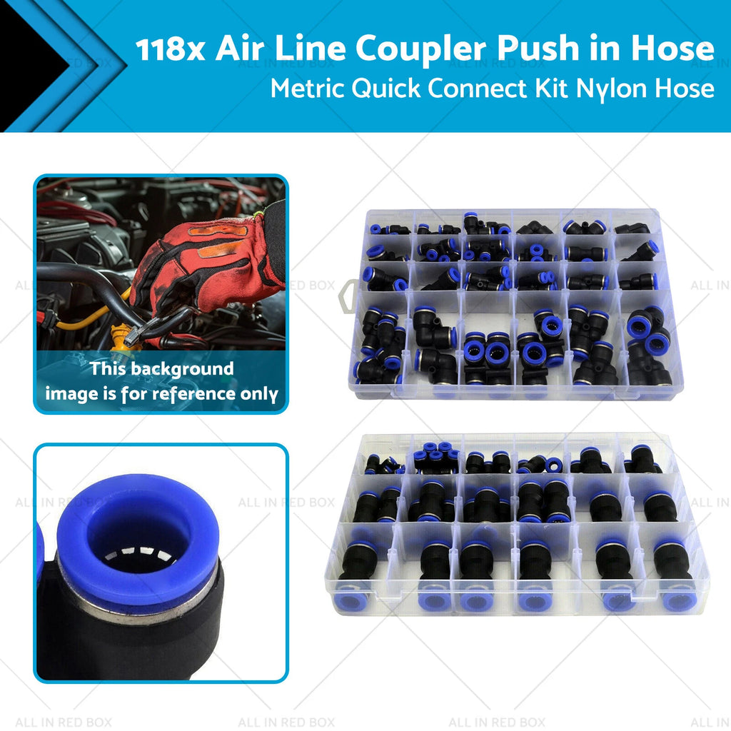 Air Line Coupler Push In Hose Joiner Quick Connect Kit for Metric Hoses