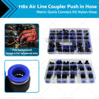 Air Line Coupler Push In Hose Joiner Quick Connect Kit for Metric Hoses