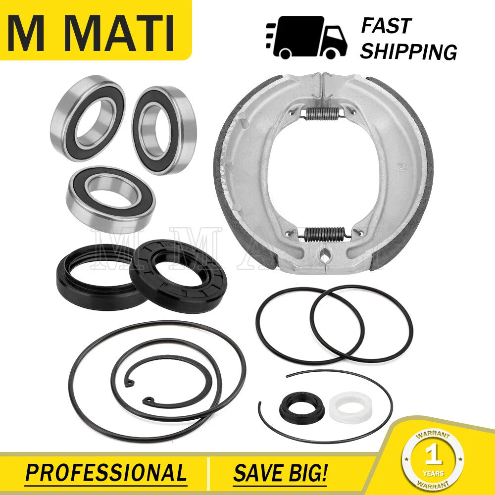 Rear Axle Brake Bearing Seals & Shoes Kit for Honda TRX250 Recon 250 (2002–2023)