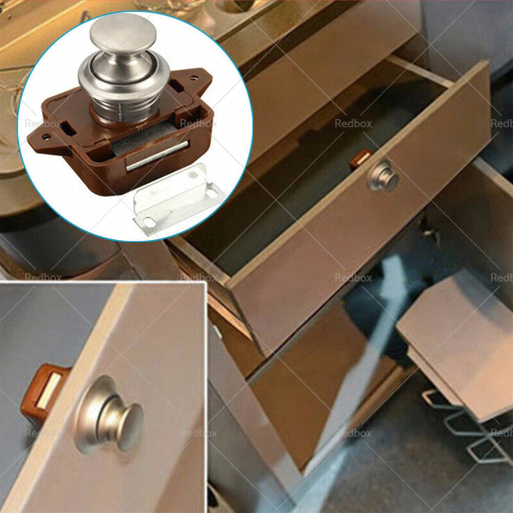 Push Button Latch Knob Catch Lock for RV Drawer Cupboard Door