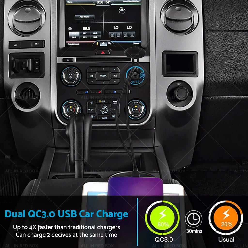 Dual QC3.0 USB Fast Charger Adapter for 12V Car Cigarette Lighter Socket